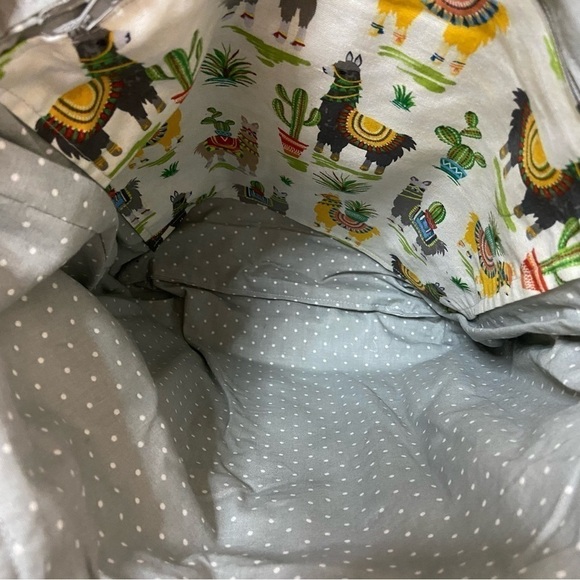 Handmade One Of A Kind Cotton Llama Print Tote Bag - Picture 7 of 15